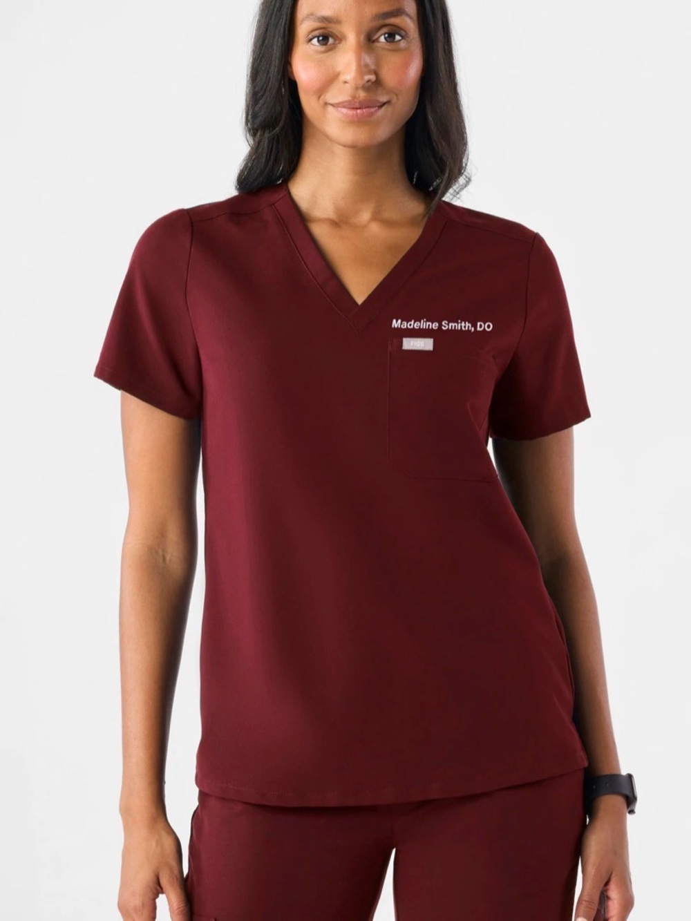 FIGS Women’s Catarina Scrub Top, Burgundy, Medium